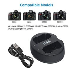 DMK Power EN-EL15A Dual Slot USB Battery Charger Compatible with Nikon Digital SLR Cameras, Black