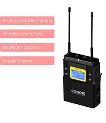Coopic 2-Piece UHF Dual-Channel Wireless Microphone R1 Receiver T1 Transmitters System Is Intended For DSLR Video and Field Recording Applications, Black