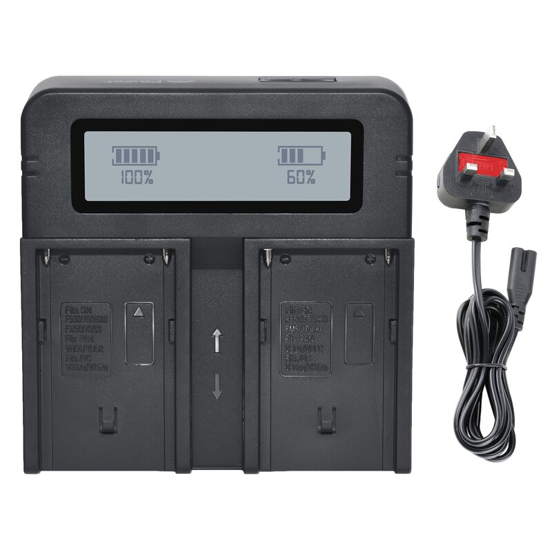 Dmkpower DMK-DC03 Fast Dual Digital Battery Charger for SONY NP-F970, NP-F960, NP-F770, NP-F550, NP-F570, NP-F330, FM50, Black