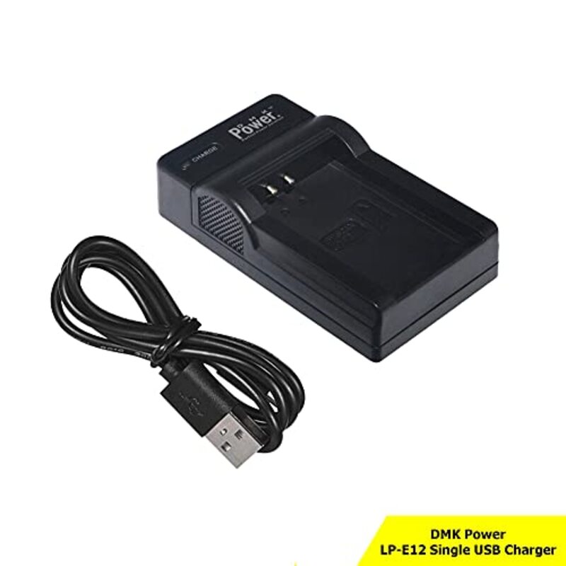 DMK Power LP-E12 Single USB Battery Charger Compatible with Canon, Black