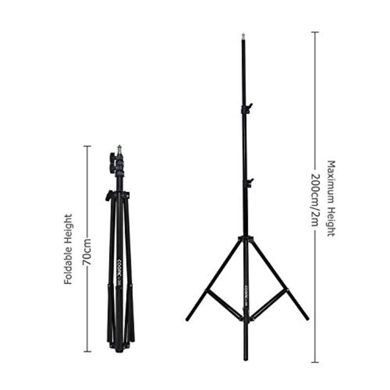 Coopic Aluminium Alloy L200 Photography Photo Studio Light Stands for Video/Portrait & Photography Lighting/Reflectors/Soft Boxes/Umbrellas/Backgrounds, 2 Pieces, Black