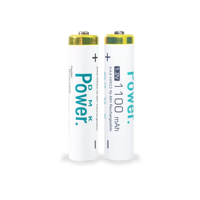 Dmkpower 2 x AAA Rechargeable Battery NiMH Low Self Discharge House Hold devices, 1100mAh, White
