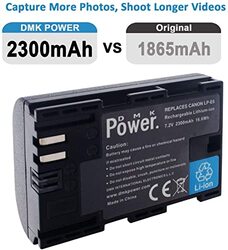 DMK Power 2 x LP-E6 LP-E6N 2300mah Battery & 1x Single Slot USB Battery Charger for Canon EOS R 60D 70D 80D 5D II 5D III 5D IV 5Ds 6D 6D 5 Cameras, Black