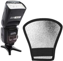 Coopic CF580EXN Flash with Silver/White Flash Diffuser for Nikon Camera, Black