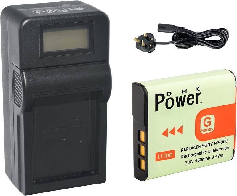 

DMK Power NP-BG1 Battery 950mAh with TC1000 Battery Charger for Sony DSC-H3 DSC-H7, Black