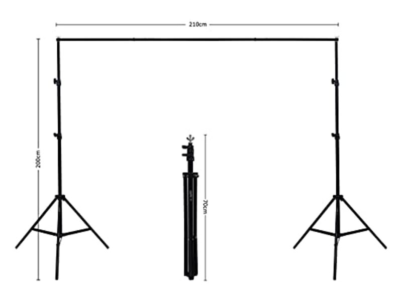 Coopic S02 Photography Backdrop Stand Background Support System with Steel Clamp Clips & Carrying Bag, Multicolour