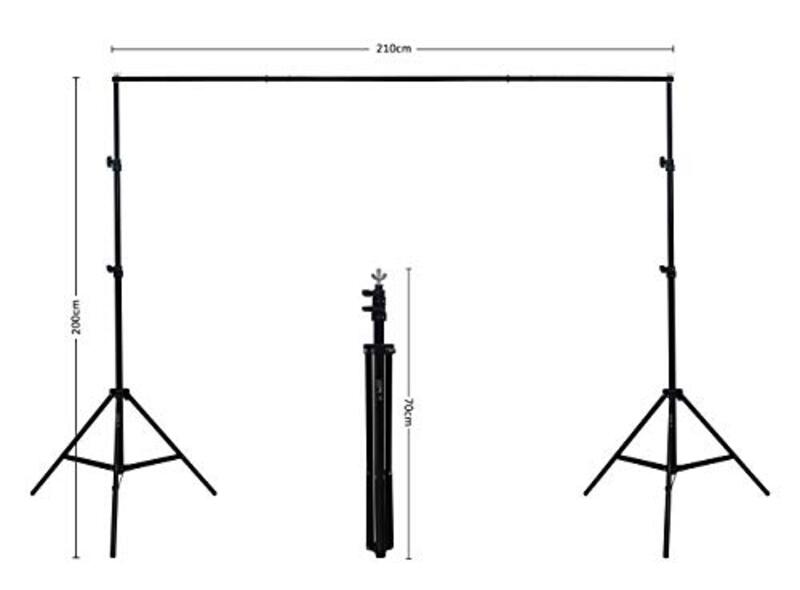 Coopic S02 Aluminium Alloy Studio Background Stand With 4 Steel Clamp Clips & Carrying Bag Set for Photo & Video, Black