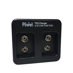DMK Power TC9 Charger with USB made for 9V Li-ion Ni-MH Ni-CD Rechargeable Lithium Battery, Black