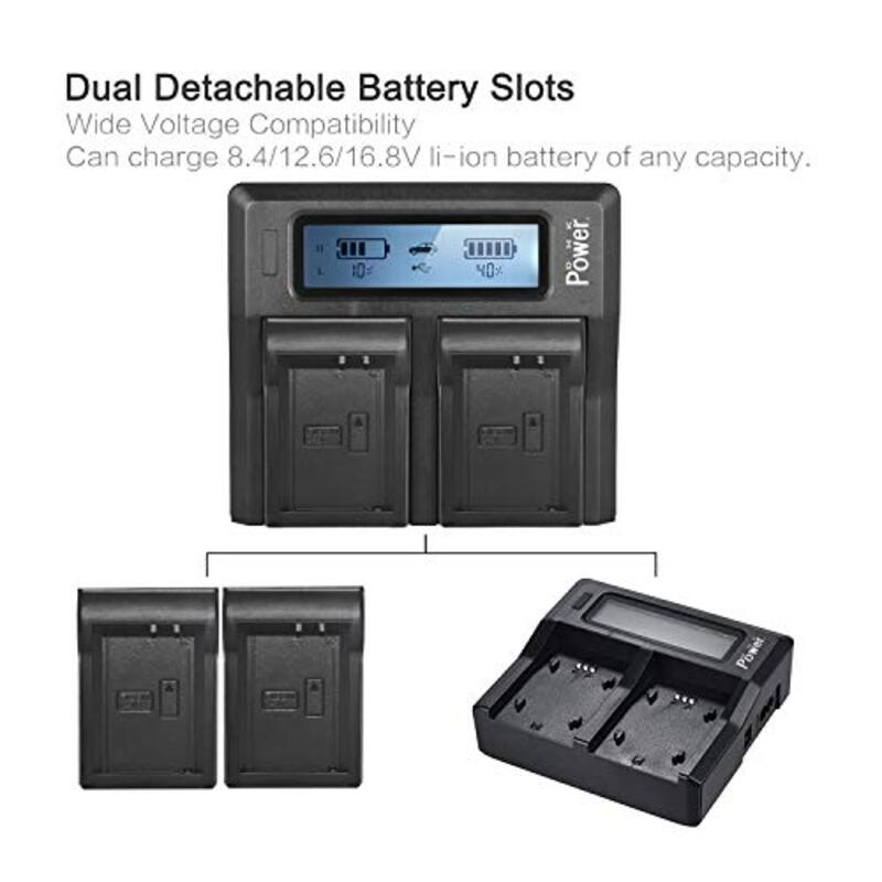 DMK Power LP E10 DC-01 LCD Dual Digital Battery Charger for EOS Rebel T3 T5 T6 T7 K X50 K X70 EOS 1100D EOS 1200D EOS 1300D EOS 2000D Digital Cameras, Black