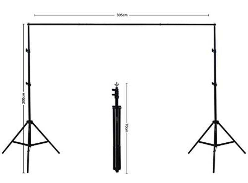 Coopic S03 Heavy Duty Adjustable Backdrop with Background Clip, 2 Pieces, Black