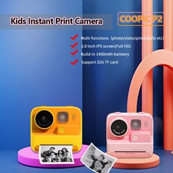 Coopic Children Instant Selfie Print Photo & Video Digital Camera, Full-HD, 1080P, Yellow for, Yellow