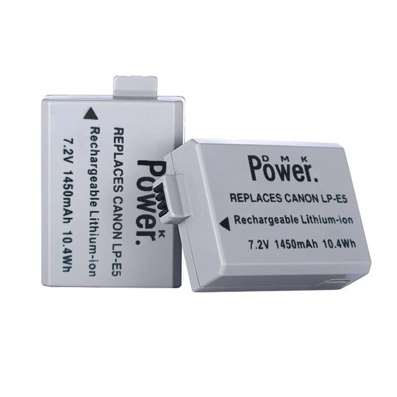 

DMK Power 2 Pieces LP-E5 Battery for Canon Eos Digital Rebel Xsi 450d/Lpe5/Lc-e5/1000d/500d/Lpe5/Lc-e5/1000d/500d/Xsi/X3 Camera, White