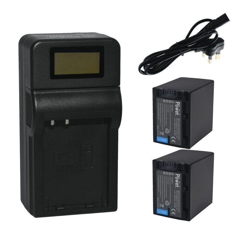 

DMK Power 2 Pieces NP-FV100 3700mAh Battery & TC1000 Battery Charger for Sony HDR-CX150/HDR-CX150V/DCRSX44R/DCRSX44L/XR550E/XR350E/XR150E/Etc, Black