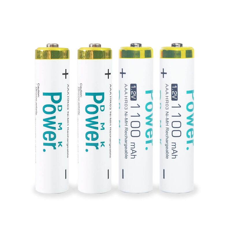 Dmkpower Rechargeable 1100 mAh Nimh 1.2V Low Self Discharge for AAA Battery, 4 Pieces, White