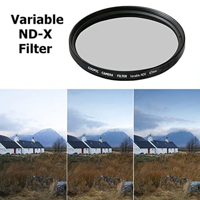 Coopic 67mm Variable Neutral Density NDX Filter for S' E-Mount 18-200mm f/3.5-6.3 for, Black
