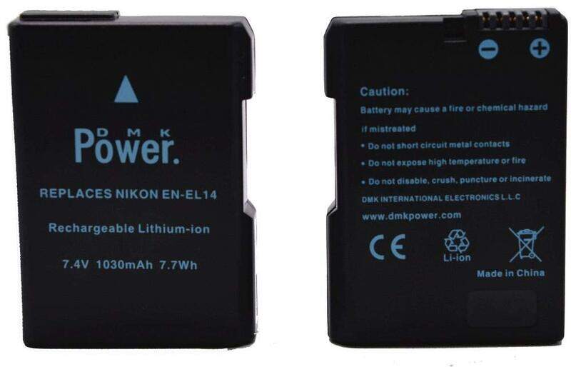 

DMK Power 2 Piece ENEL14 & EN-EL14A Battery for Nikon D3100, D3200, D3300, D3400, D3500, D5100, D5200, D5300, D5500, D5600, DF Coolpix P7000, P7100, P