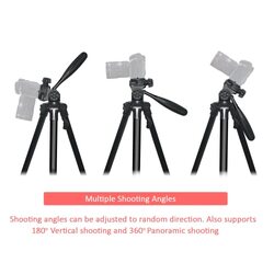 Coopic T690 Light Weight Portable Aluminum Camera Tripod for Canon Nikon Sony DSLR Camera with Carry Case, Black