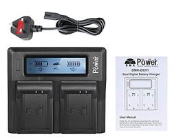 DMK Power LP E10 DC-01 LCD Dual Digital Battery Charger for EOS Rebel T3 T5 T6 T7 K X50 K X70 EOS 1100D EOS 1200D EOS 1300D EOS 2000D Digital Cameras, Black