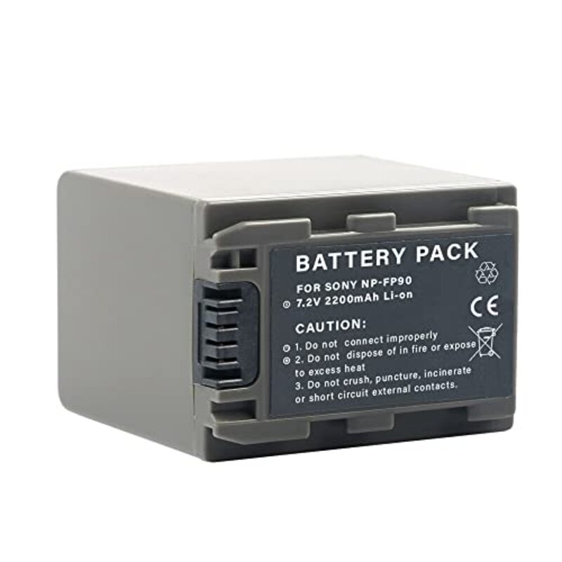 DMK Power NP-FP90 / NPFP90 2200mAh Replacement Battery & TC600C Battery Charger for Sony DCR-DVD203/DVD205/DVD305/DVD403/DVD405/DVD505/Etc, Black/Grey
