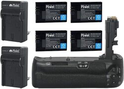 Dmkpower 4 Piece Replacement LP-E6 Batteries & BG-E9 Vertical Battery Grip with 2 Piece Travel Charger for Canon EOS 60D, EOS 60DA Digital SLR Camera, Black