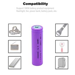 Dmkpower Rechargeable Button Top Li-on Battery 18650 3.7V Battery Electric Tools Toys LED Flashlights Torch, 3000mAh, 2 Pieces, White