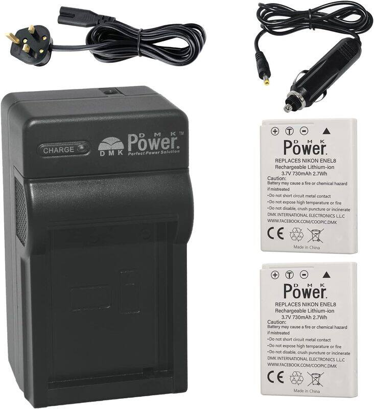 

DMK Power 2-Piece EN-EL8 730mAh Camera Battery & TC600C Battery Charger for Nikon Coolpix P1 P2 S1 S2 S3 S5 S6 S7 S7c Coolpix S8 S9 S50 S51 S51c S52 S