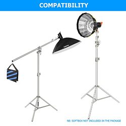 Coopic L380 Stainless Photo Studio 2-way Light Stand Max Height 12.63 Feet & 3.9-7Inch Adjustable Boom Arm Includes Blue Sandbag for Supporting Umbrella Softbox Flash for Portrait Video Light, Silver