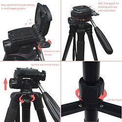 Coopic 165cm T800 II 2-in-1 Photography Tripod Monopod Stand Aluminium Alloy 3-Way Swivel Pan with Carrying Bag for DSLR Cameras Camcorders, Black