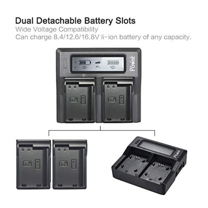 DMK Power DC-01 EN-EL15 LCD Dual Digital Battery Charger for Nikon Digital SLR Cameras, Black