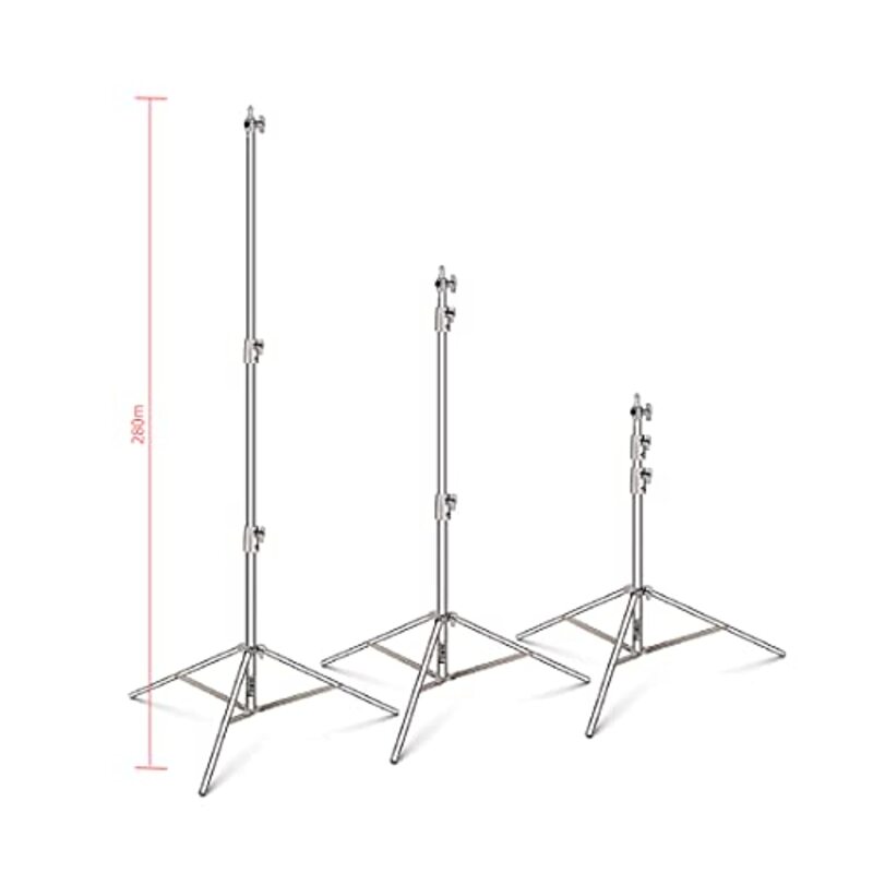 Dmkpower 3-Piece 280Pro Extreme Light Stand 9 Feet with Universal Device for Studio Lightning Luminescence and Other Photographic Equipment, Silver