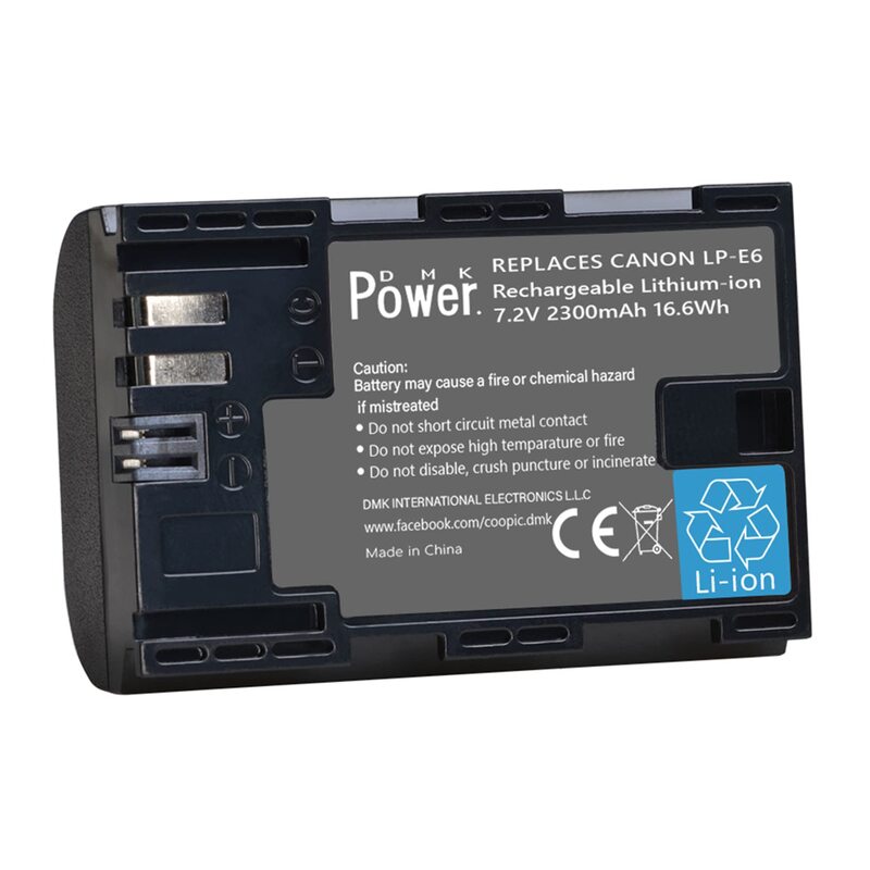 DMK Power LP-E6 LP-E6N 2300mAh Battery for Canon, Black