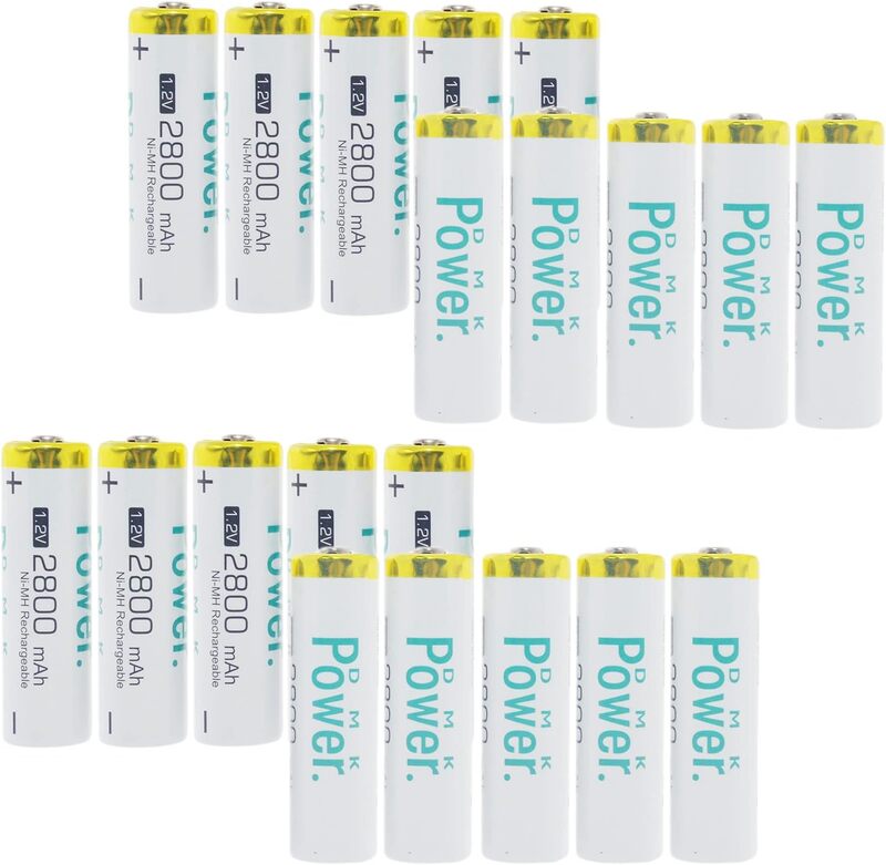 Dmkpower Rechargeable AA Batteries High Capacity Batteries, 2800mAh, 20 Pieces, White