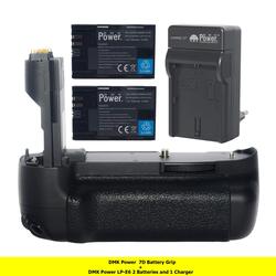 Dmkpower 2 Piece Replacement LP-E6 Batteries & BG-E7 Battery Grip with Charger for Canon 7D Digital SLR Camera, Black