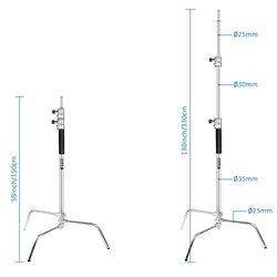 Coopic C40 3M Stainless Steel Heavy Duty C-Stand Silver 3 Piece, Silver