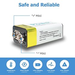 DMK Power 2 Piece 9V 950mAh Rechargeable Li-ion Batteries Low Self-Discharge Square Battery for Smoke Alarm/Detector, White