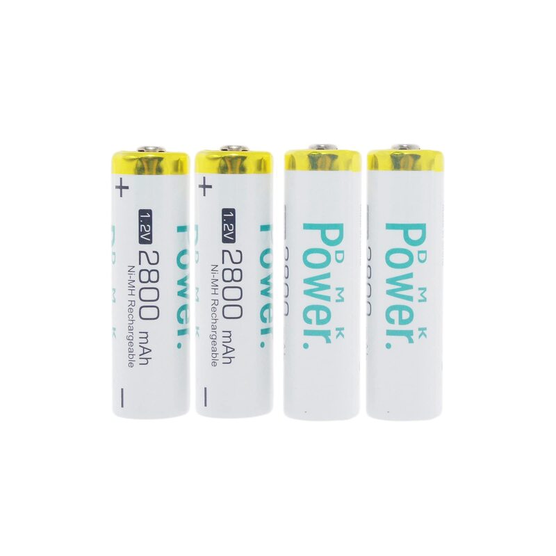 Dmkpower Rechargeable 2800 mAh 1.2V NiMH Low Self Discharge High Capacity AA Batteries, 4 Pieces, White