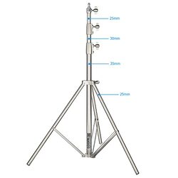 Coopic L-280M Stainless Steel Heavy Duty Light Stand 110inch/280cm with 1/4-inch to 3/8-inch Universal Adapter for Studio Softbox, Monolight & Other Photographic Equipment, Silver