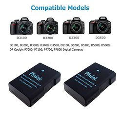 DMK Power 2-Piece EN-EL14 Battery 1030mAh 7.7Wh with TC1000 Battery Charger for Nikon Cameras, Black