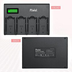 DMK Power 4-Channel Charger & NP-F970 9800mAh Batteries for LED Video Light & Monitor, Black