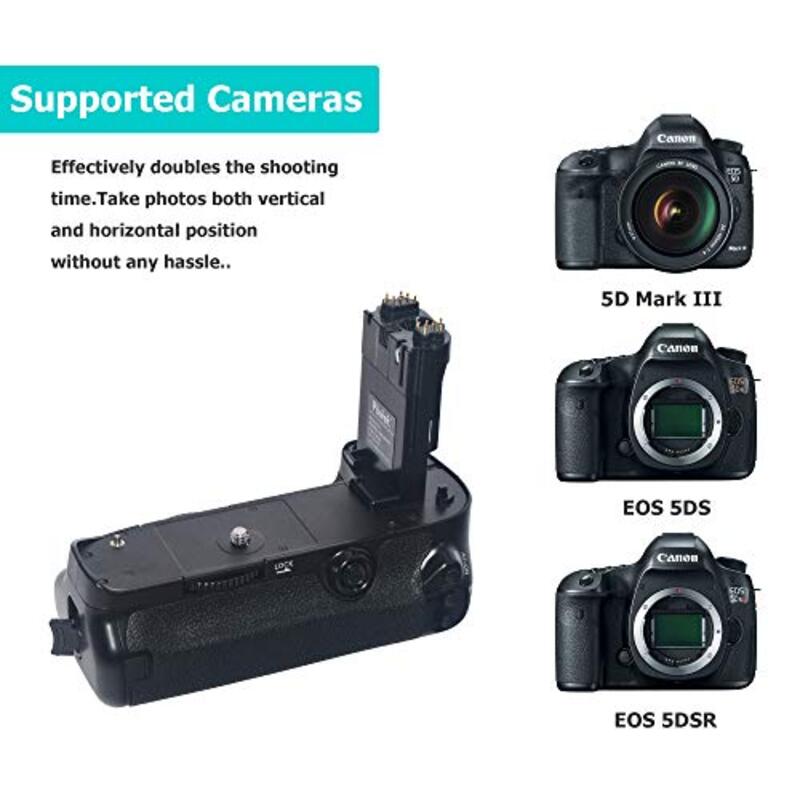 Dmkpower 4 Piece Replacement LP-E6 Batteries & 2 Piece Charger + Vertical Battery Grip for Canon EOS 5D Mark III, EOS 5DS, EOS 5DS R Digital SLR Camera, Black