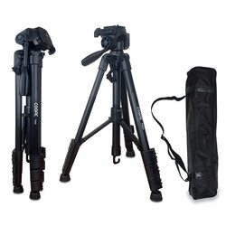 Coopic T690 Light Weight Portable Aluminum Camera Tripod for Canon Nikon Sony DSLR Camera with Carry Case, Black