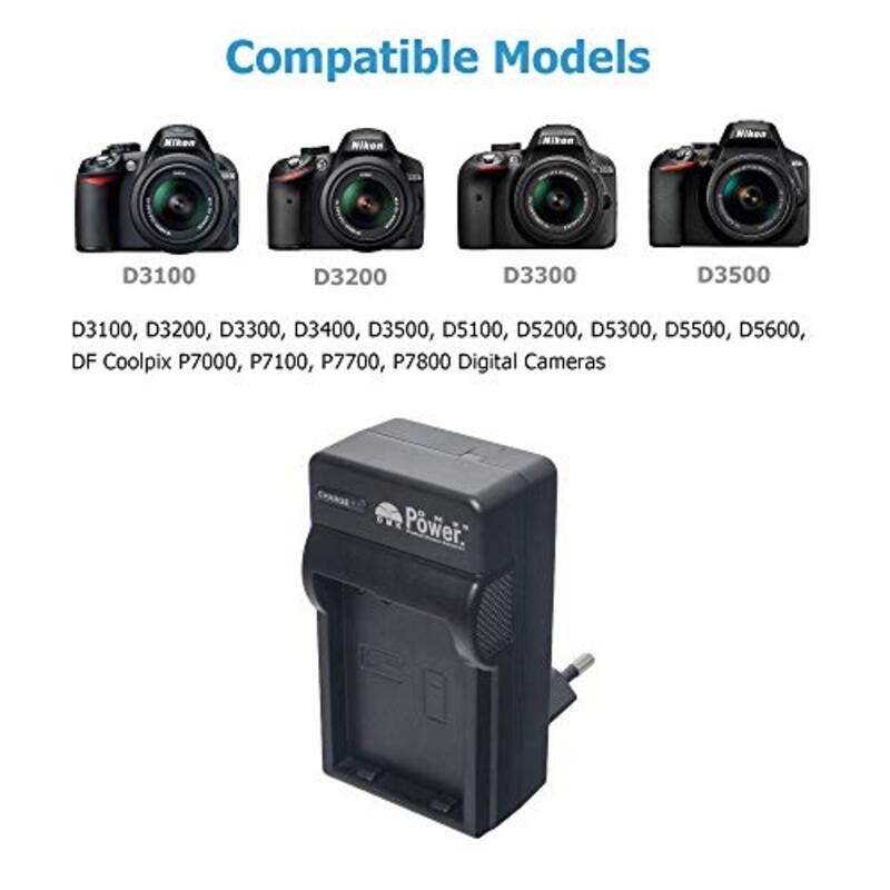 DMK Power EN-EL14A TC600E Travel Battery Charger Compatible with Nikon Camera, Black