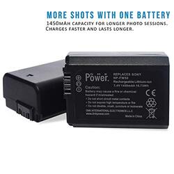 DMK Power 2-Piece NP-FW50 1450mAh Camera Battery With Battery Storage Protection Box for Sony, Black