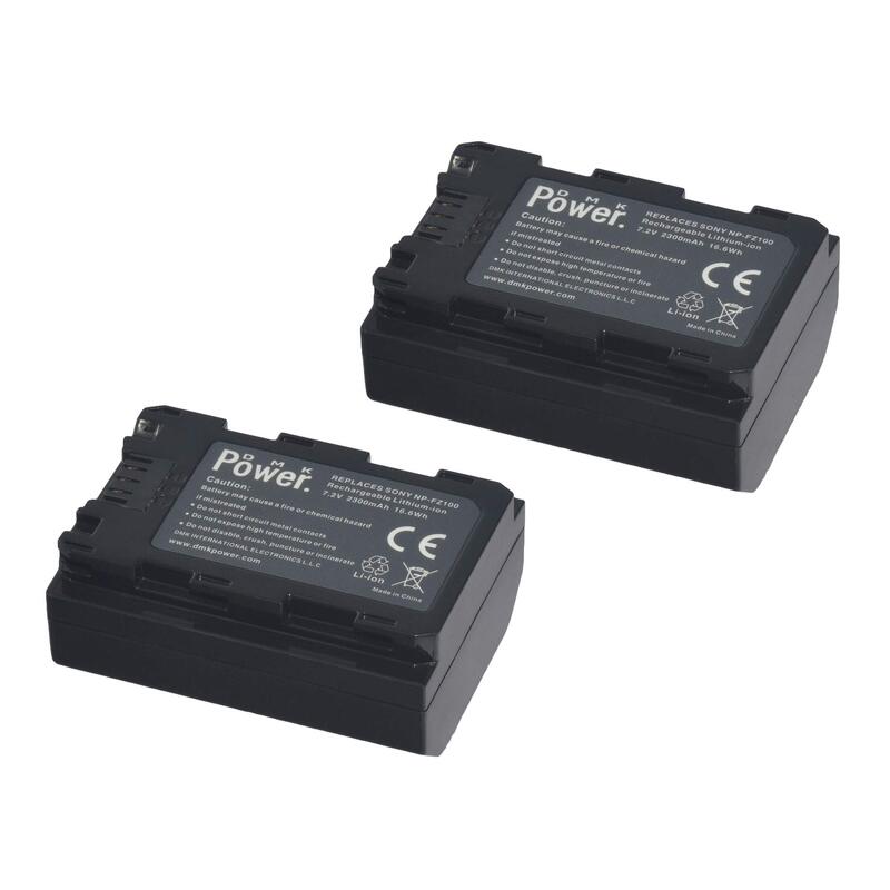 DMK Power NP-FZ100 Battery 2300mah 2 Pieces for Sony NP-FZ100/BC-QZ1Sony A7RIII A7R3/Sony a7 III/Sony Alpha 9/Sony Alpha 9R/Sony Alpha 9S Digital Camera/Black
