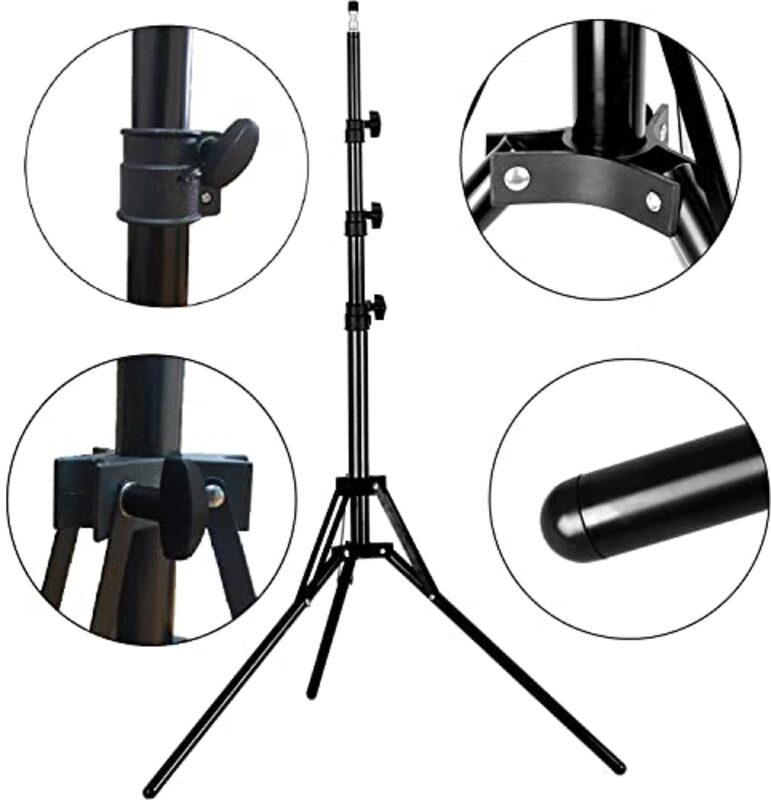 Coopic L-160 Compact Portable Height Reverse Legs Aluminum Light Stand for Photo Studio Video Lighting, Black