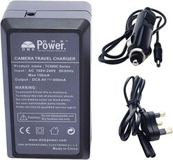 DMK Power NP-FP90 / NPFP90 2200mAh 2 Pieces Replacement Battery & TC600C Battery Charger for Sony DCR-DVD203/DVD205/DVD305/DVD403/DVD405/DVD505/Etc, Black/Grey