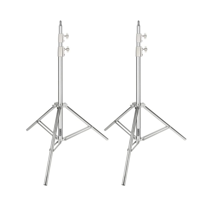 Coopic 2-Piece S190 74.8-Inch Stainless Steel Tripod Light Stand for Reflectors Softboxes Lights Umbrellas, Silver