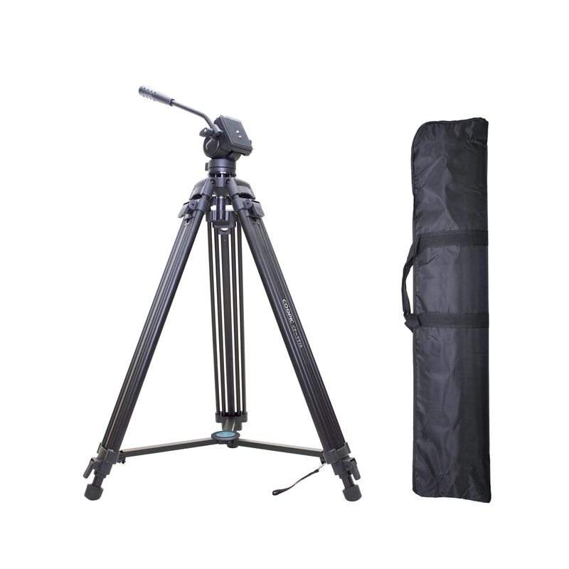 Coopic CP-VT10 Professional Heavy Duty Aluminum Alloy Video Tripod with Carrying Bag for DSLR Shooting, Black
