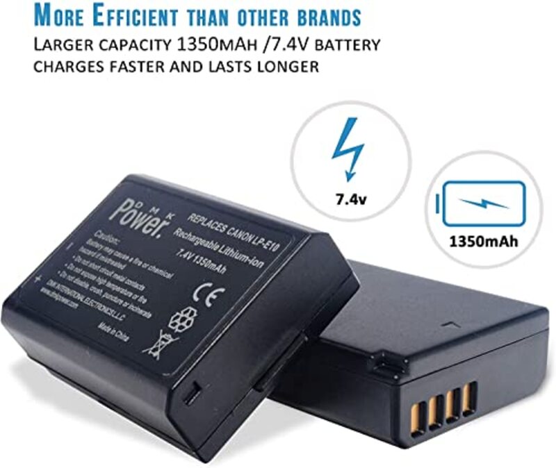 DMK Power LP-E10 1350mAh Battery with TC-USB1 Single USB Charger for Canon, Black