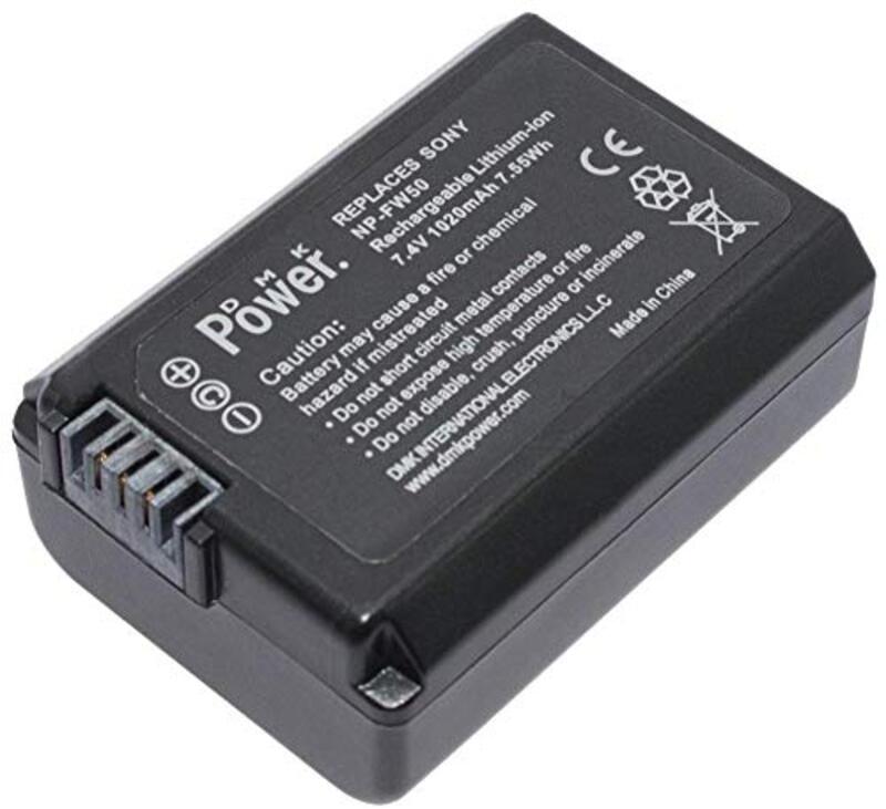 DMK Power NP-FW50 Battery for Sony NEX-3, 3N, NEX-5T, NEX-6, NEX-7, A5000, A6000, A7 Cameras, Black